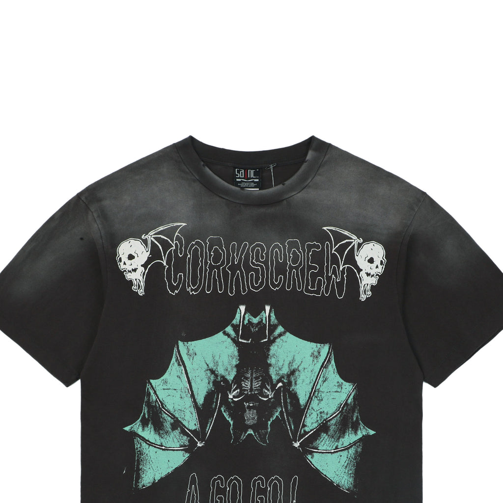 Saint Michael Corkscrew A Go Go Upside-Down Bat Graphic Print Short Sleeve Tee