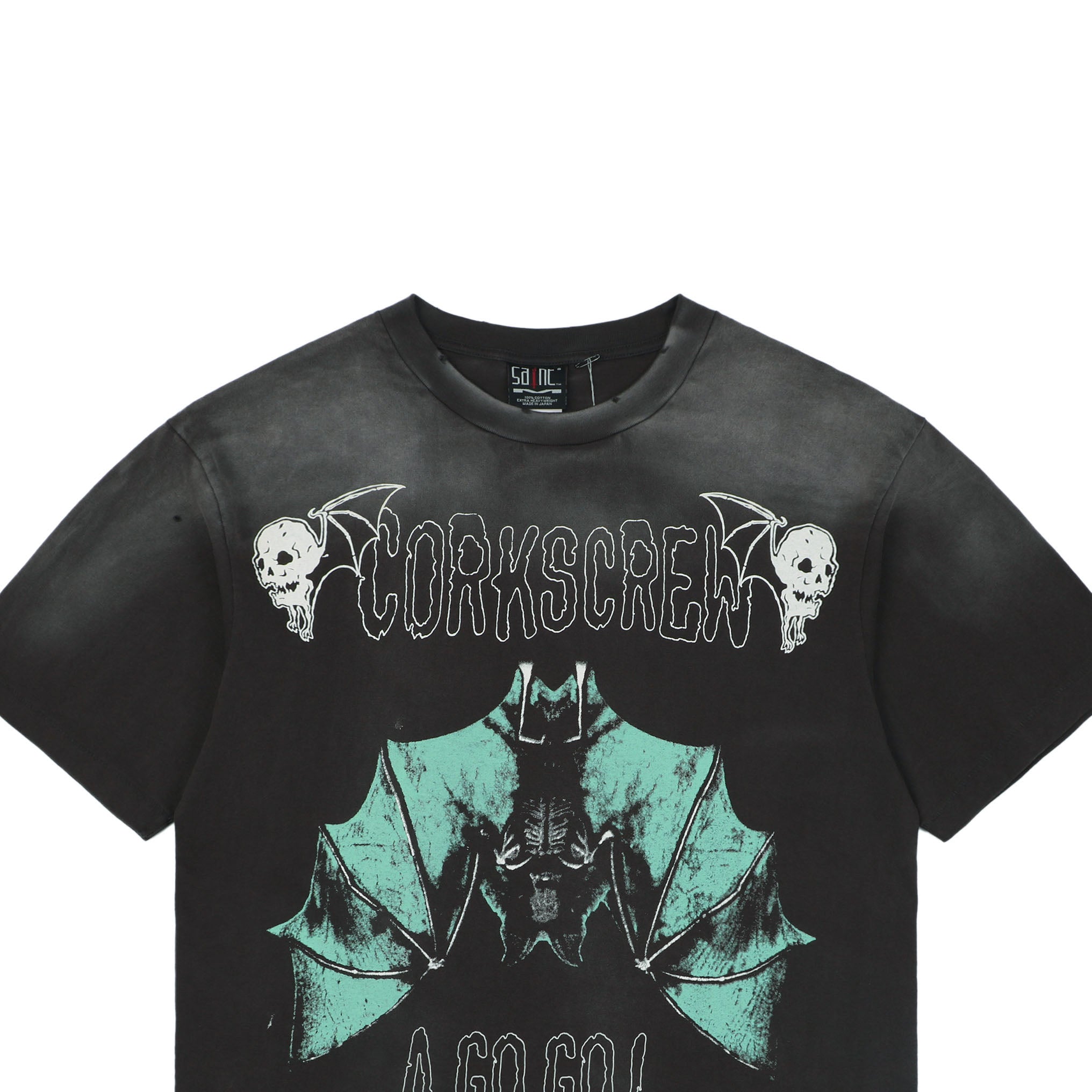 Saint Michael Corkscrew A Go Go Upside-Down Bat Graphic Print Short Sleeve Tee