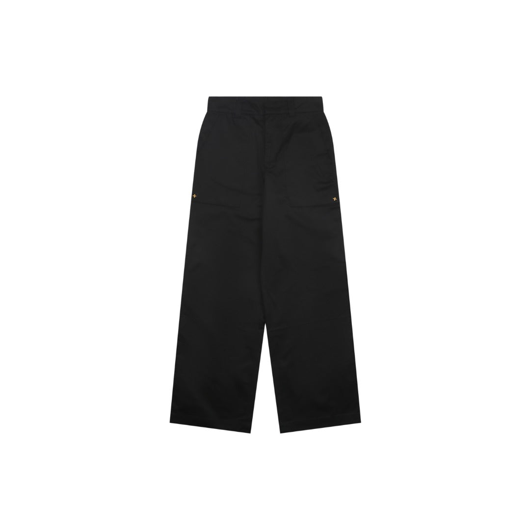 Louis Vuitton Monogram Flower Hardware Straight-Leg Trousers — Black