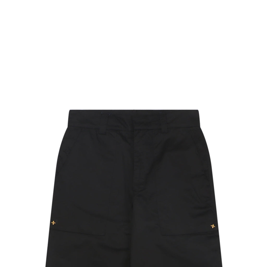Louis Vuitton Monogram Flower Hardware Straight-Leg Trousers — Black