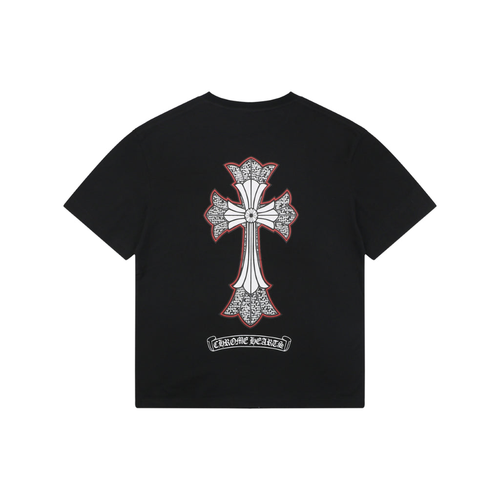 Chrome Hearts Double-Layer Cross Fleur Graphic Print Short Sleeve Tee