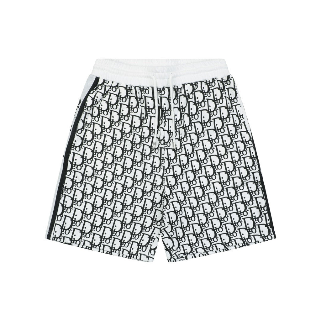 Dior All-Over Oblique Print Side Tape Shorts — White