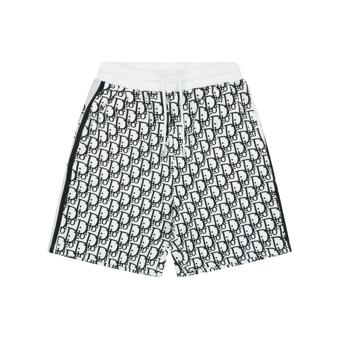 Dior All-Over Oblique Print Side Tape Shorts — White