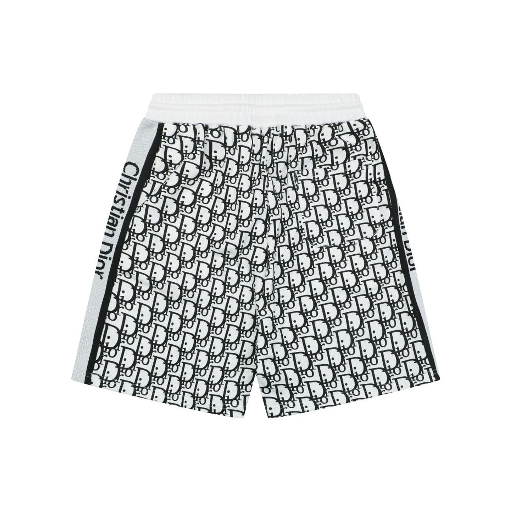 Dior All-Over Oblique Print Side Tape Shorts — White