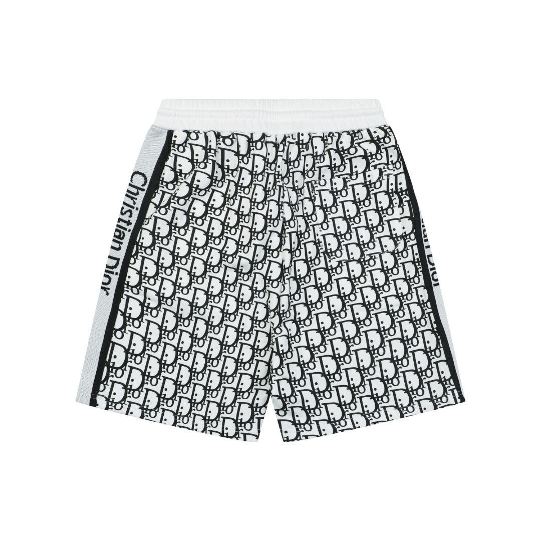 Dior All-Over Oblique Print Side Tape Shorts — White