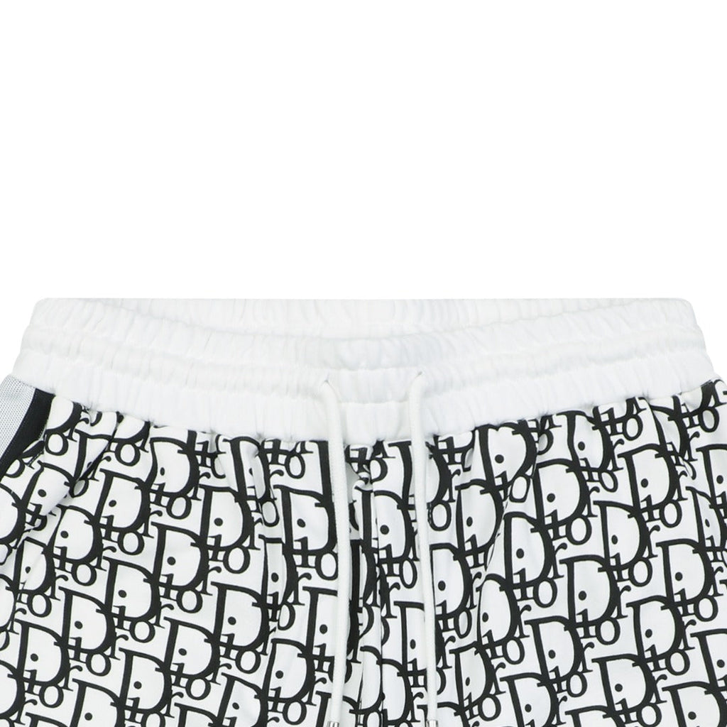 Dior All-Over Oblique Print Side Tape Shorts — White