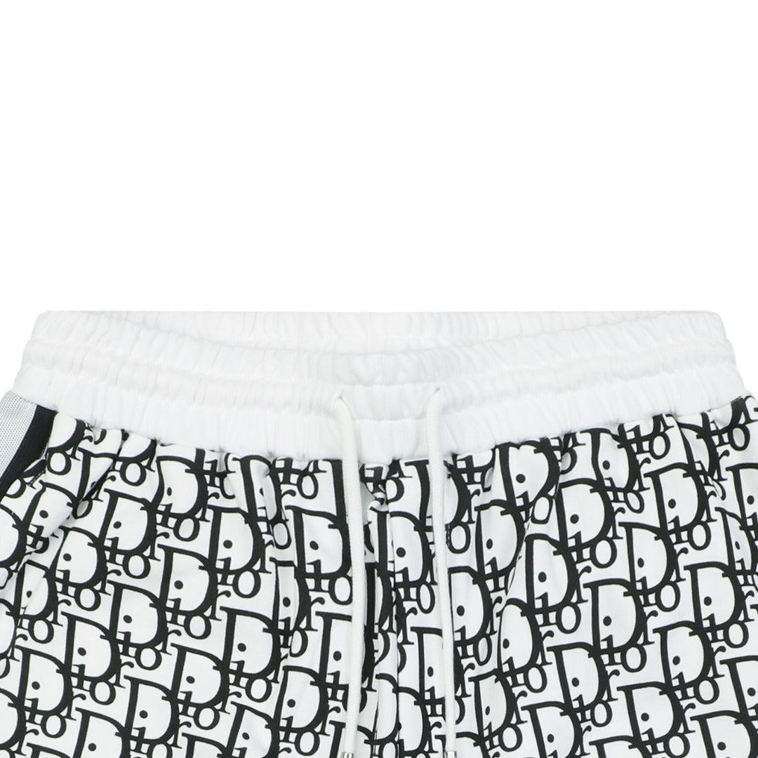Dior All-Over Oblique Print Side Tape Shorts — White