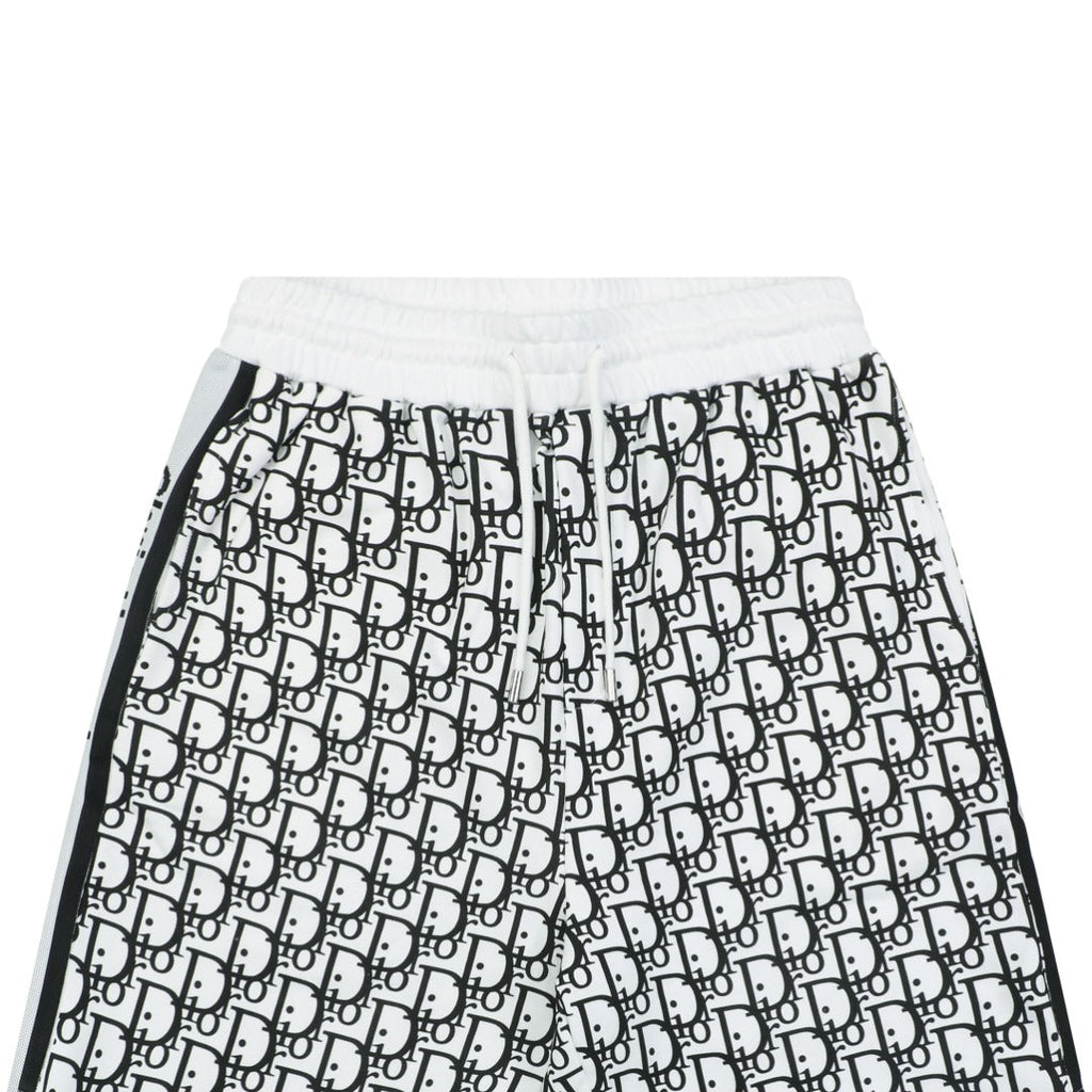 Dior All-Over Oblique Print Side Tape Shorts — White