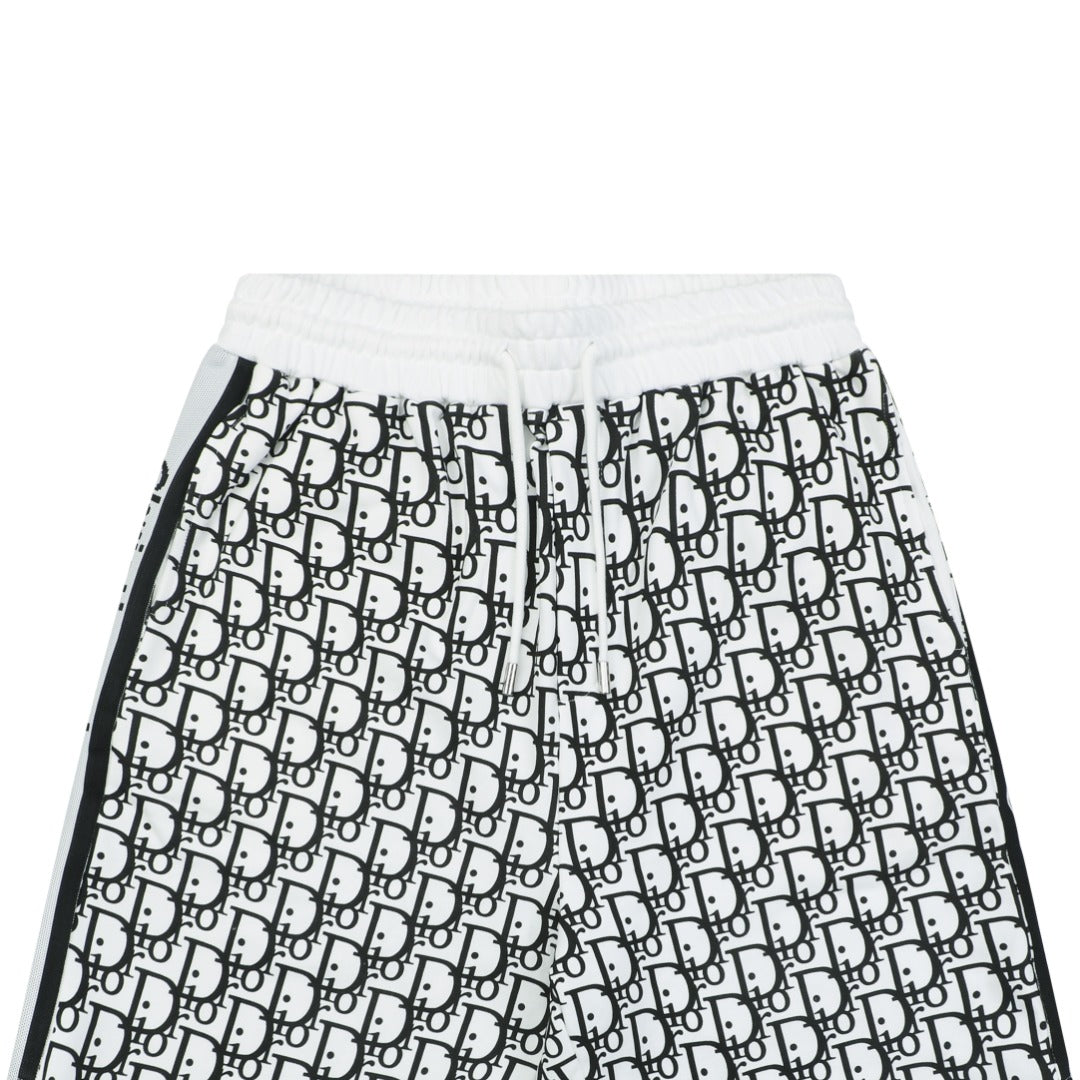 Dior All-Over Oblique Print Side Tape Shorts — White