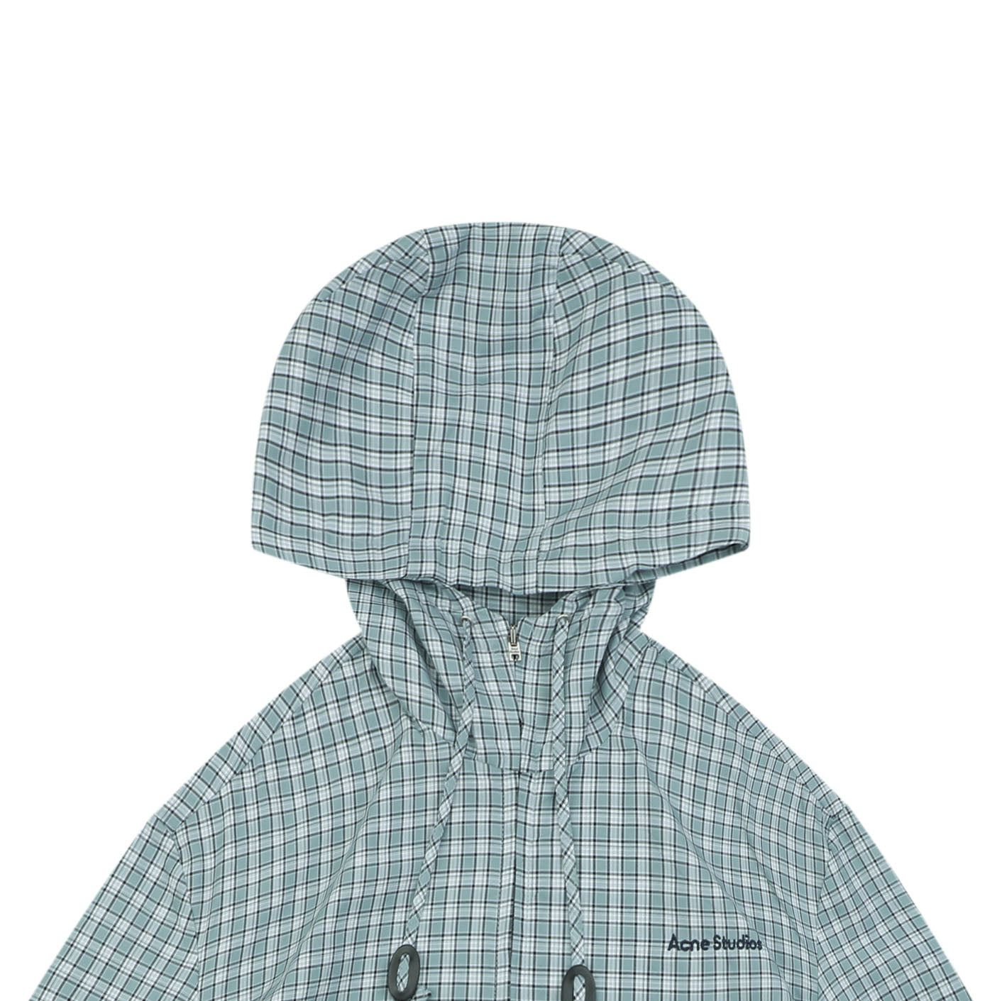 Acne Studios Fine Check Hooded Jacket — Blue Green