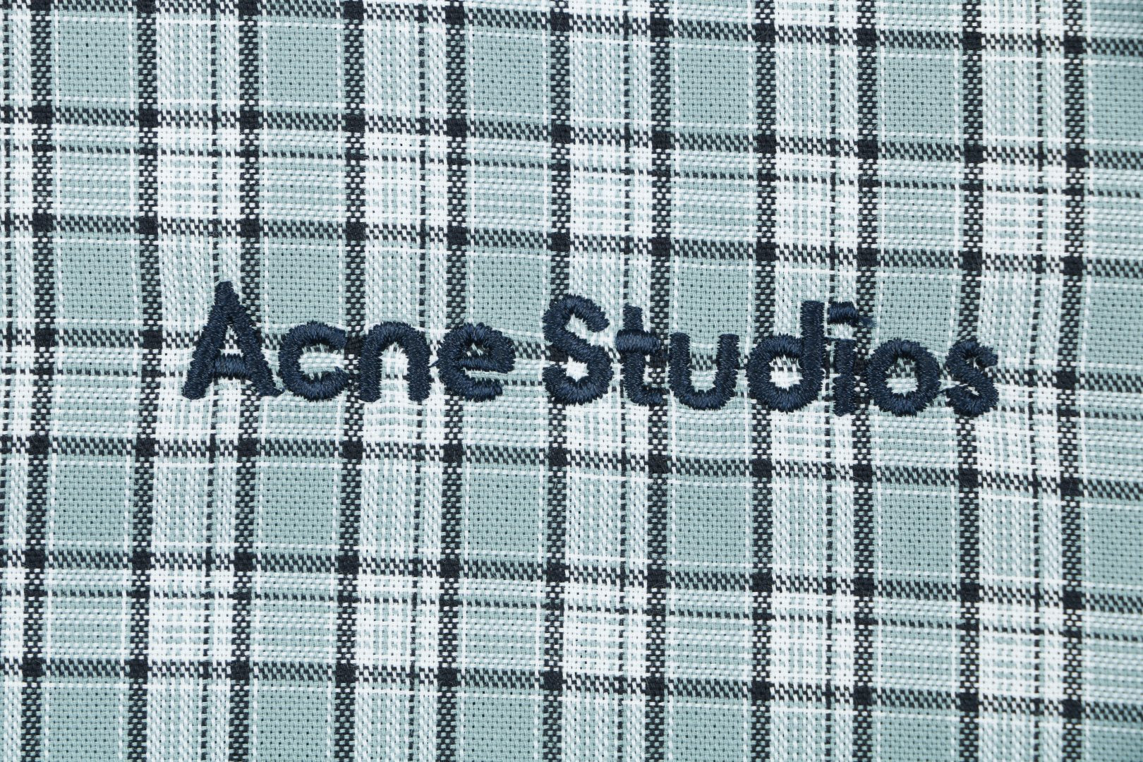 Acne Studios Fine Check Hooded Jacket — Blue Green