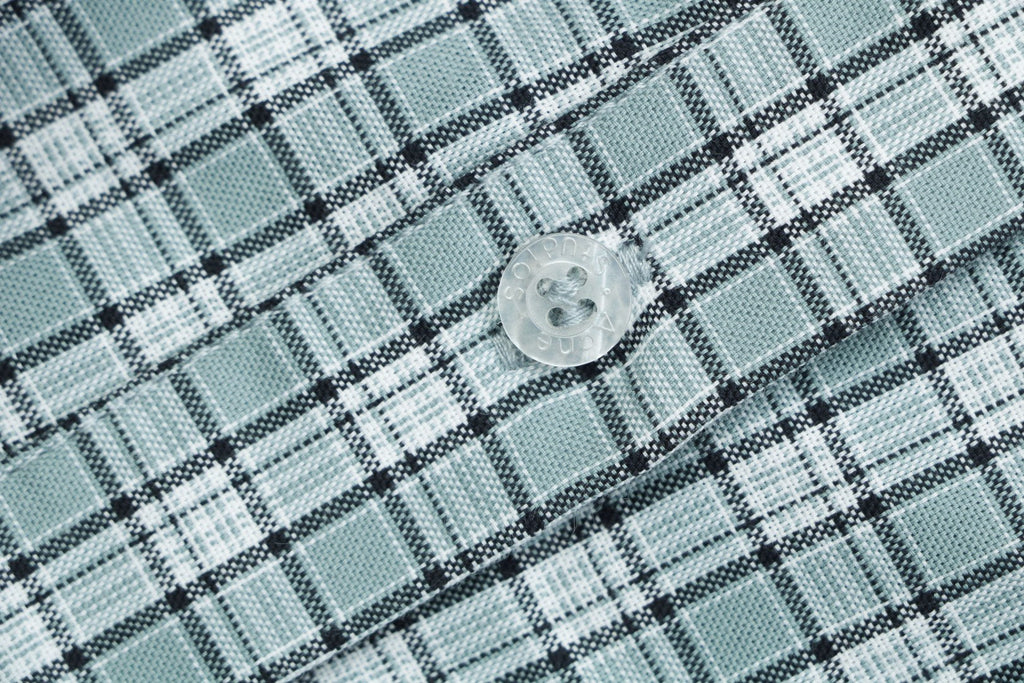 Acne Studios Fine Check Hooded Jacket — Blue Green