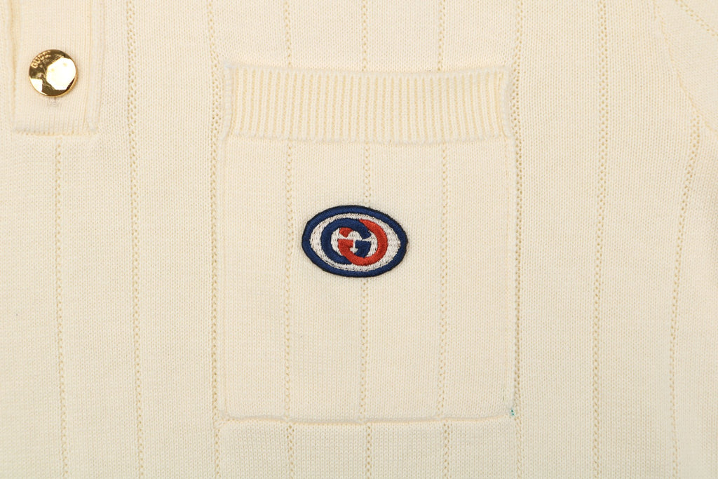Gucci Pocket Double G Jacquard Short Sleeve Polo – Cream