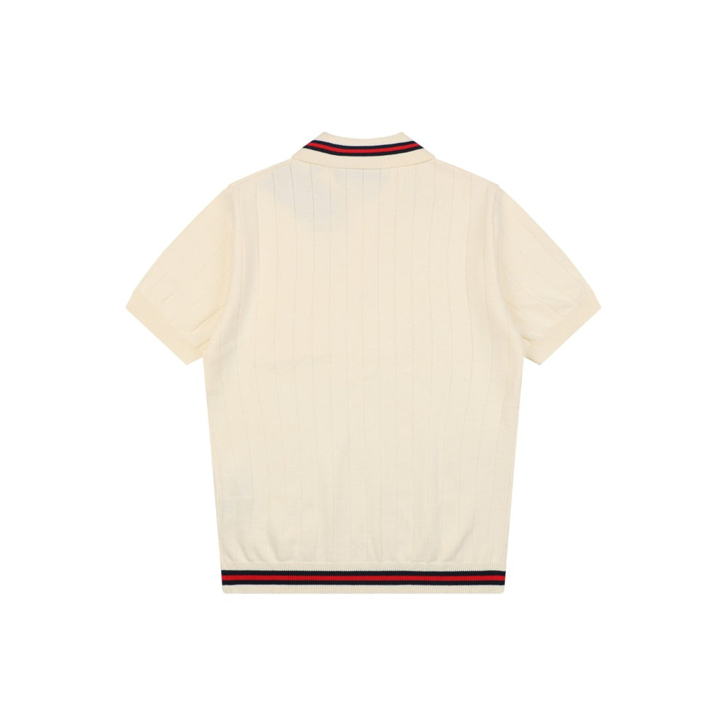 Gucci Pocket Double G Jacquard Short Sleeve Polo – Cream