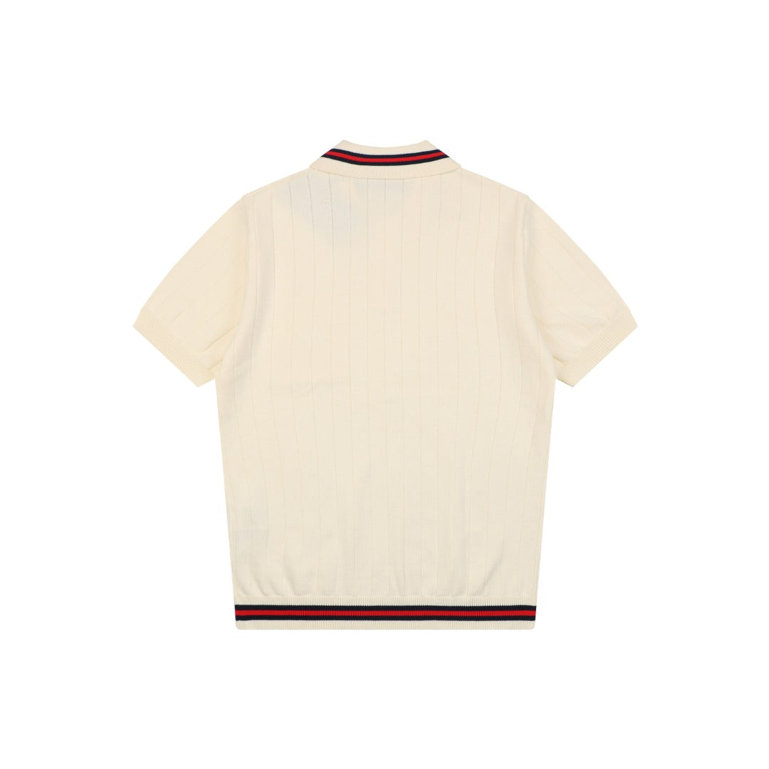 Gucci Pocket Double G Jacquard Short Sleeve Polo – Cream
