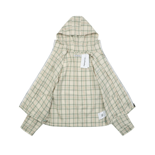 Acne Studios Fine Check Hooded Jacket — Cream