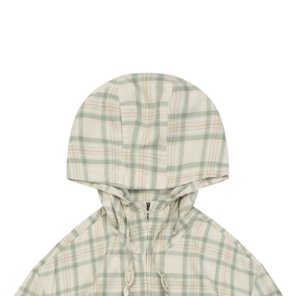 Acne Studios Fine Check Hooded Jacket — Cream
