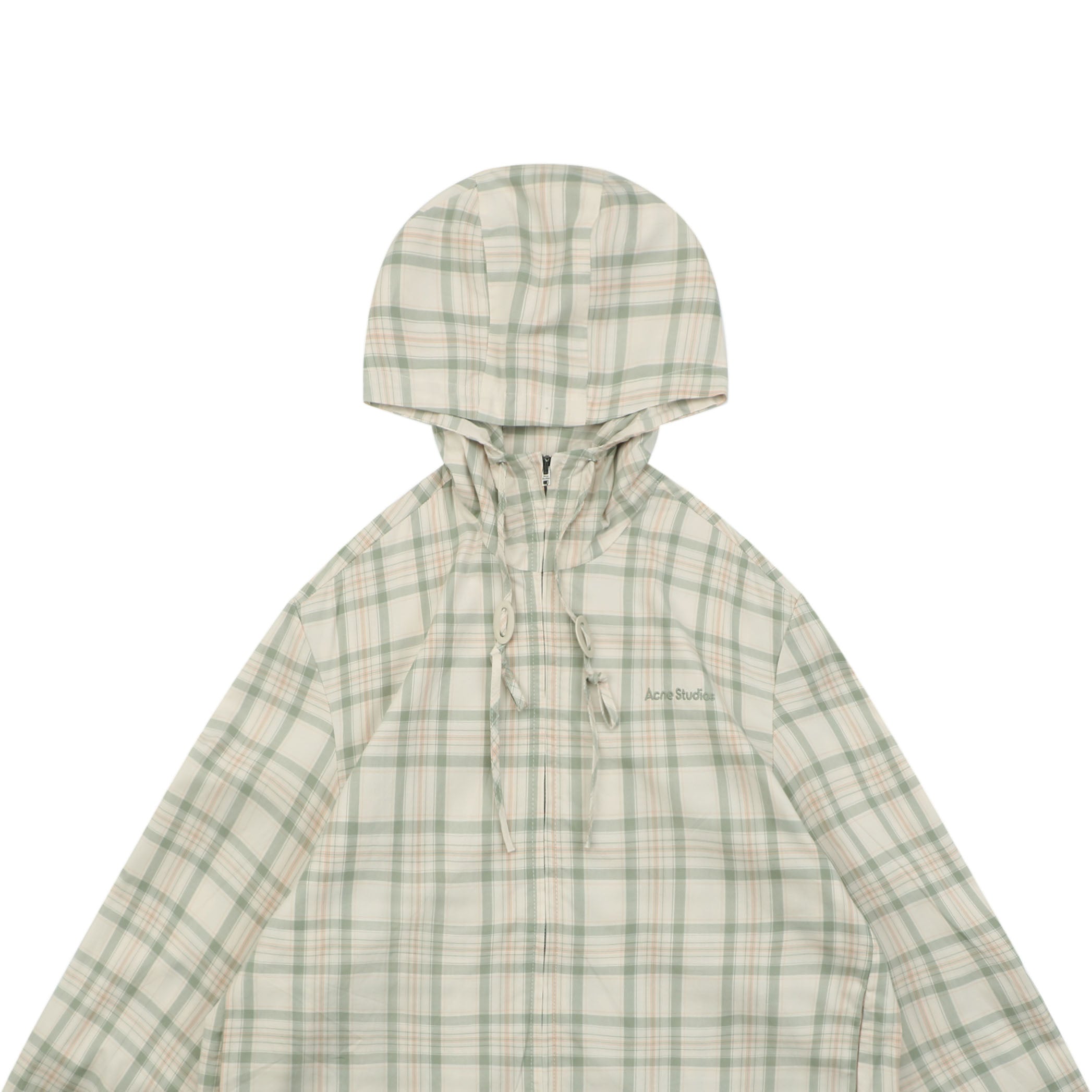 Acne Studios Fine Check Hooded Jacket — Cream