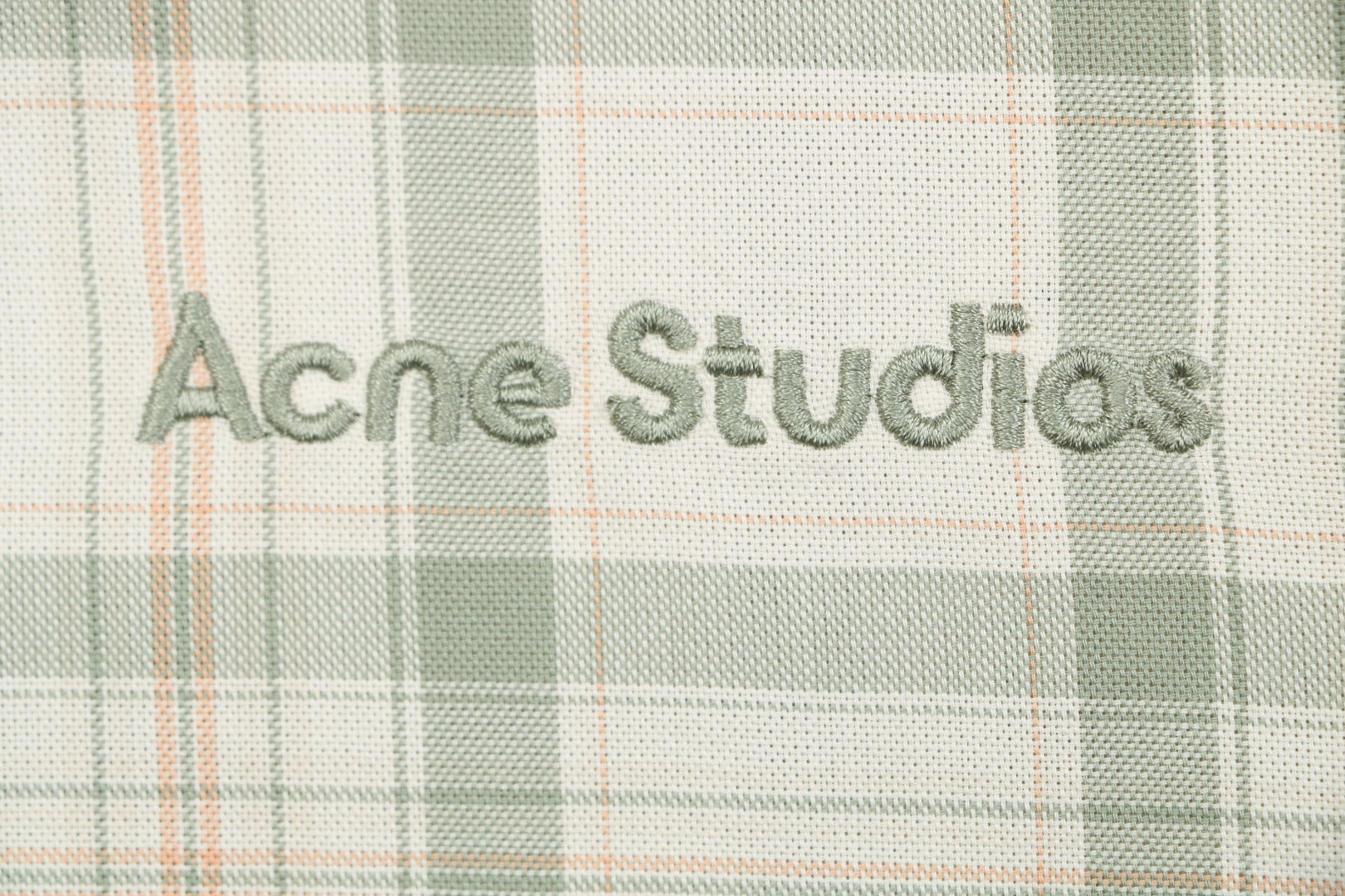 Acne Studios Fine Check Hooded Jacket — Cream