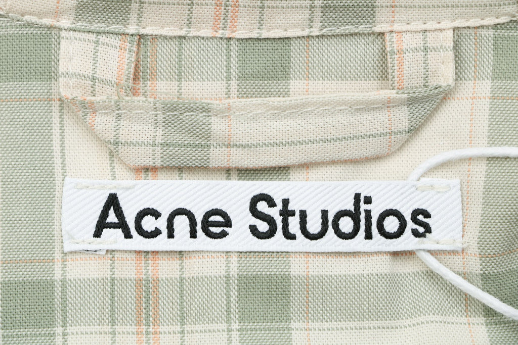 Acne Studios Fine Check Hooded Jacket — Cream