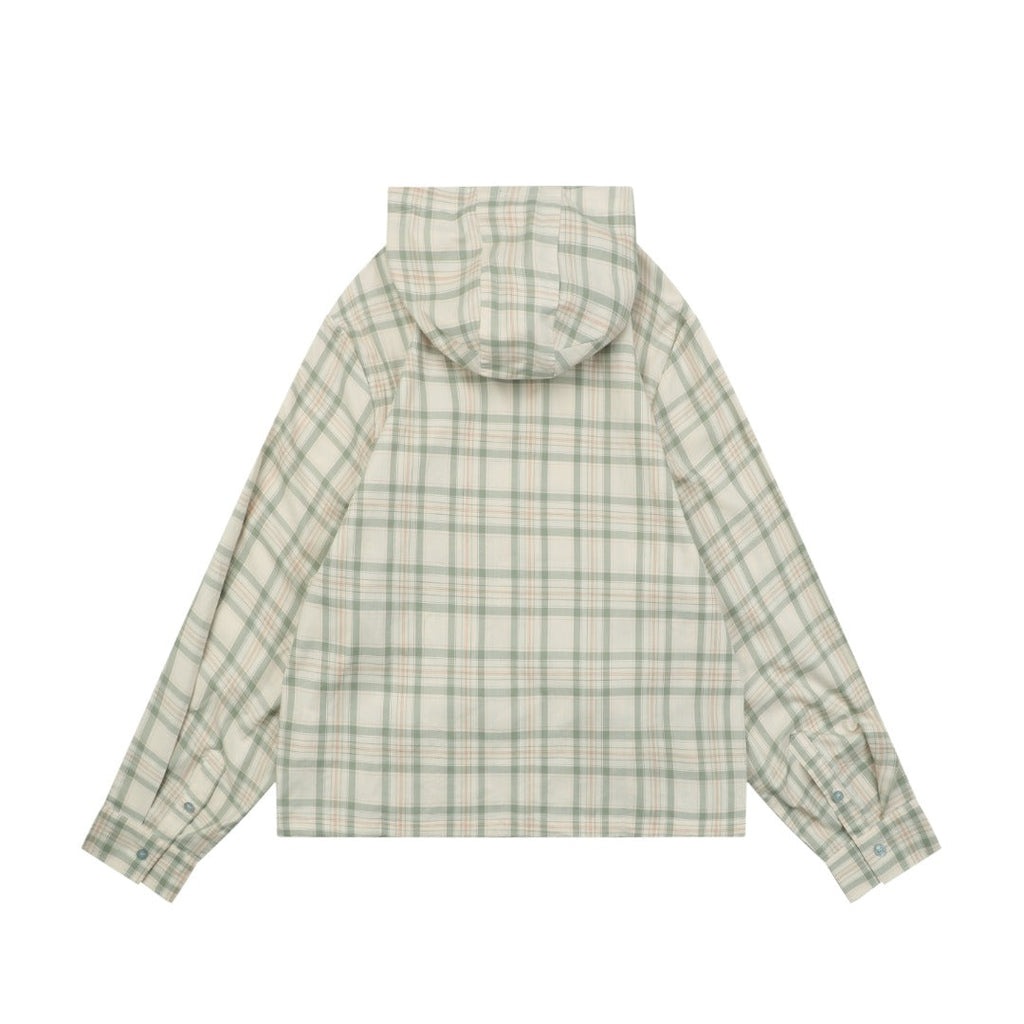 Acne Studios Fine Check Hooded Jacket — Cream