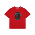 A Bathing Ape BAPE Ape Head Rhinestone Stud Graphic Print Short Sleeve Tee – Red