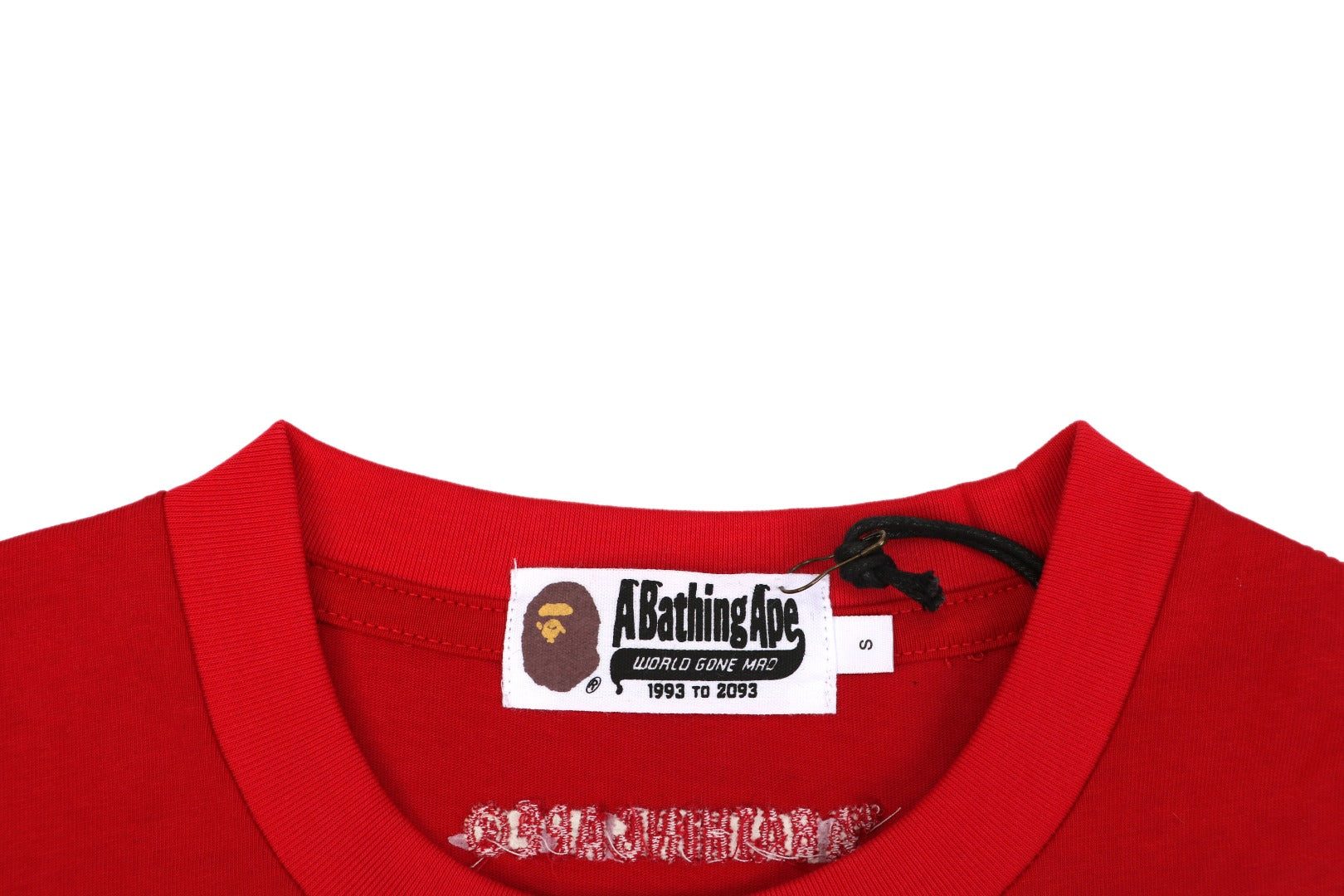 A Bathing Ape BAPE Ape Head Rhinestone Stud Graphic Print Short Sleeve Tee – Red