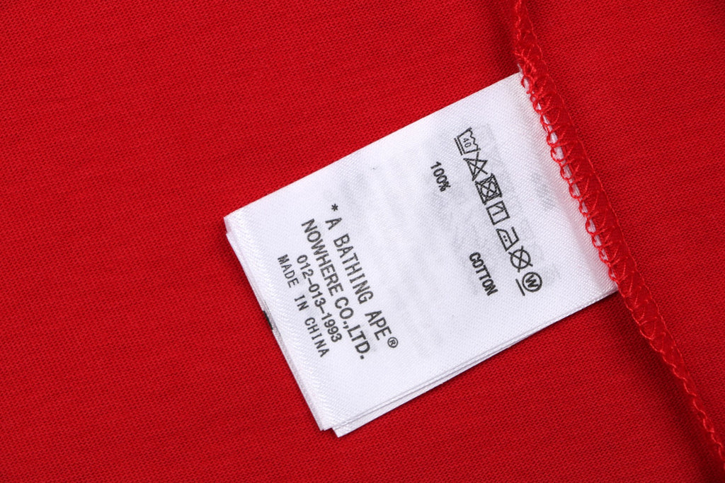 A Bathing Ape BAPE Ape Head Rhinestone Stud Graphic Print Short Sleeve Tee – Red