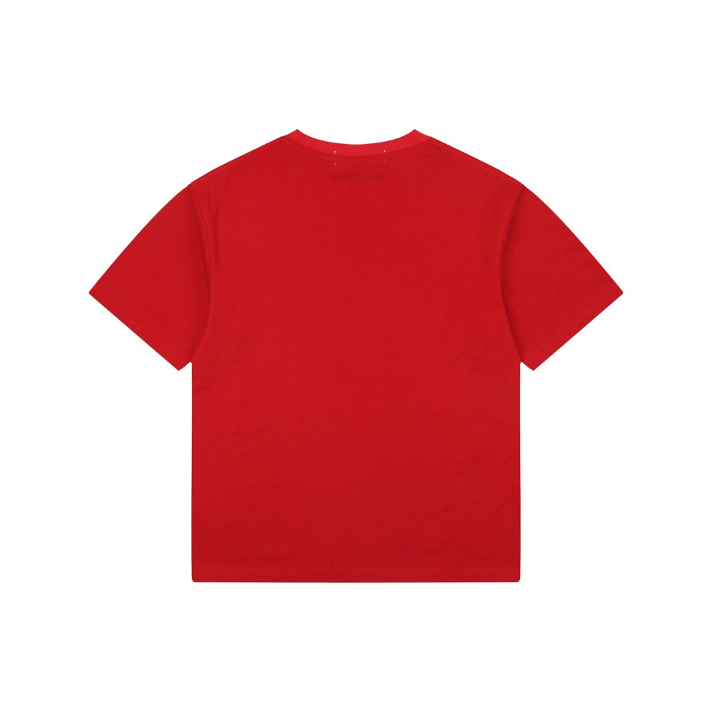 A Bathing Ape BAPE Ape Head Rhinestone Stud Graphic Print Short Sleeve Tee – Red