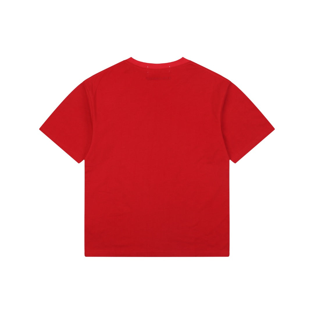 A Bathing Ape BAPE Ape Head Rhinestone Stud Graphic Print Short Sleeve Tee – Red