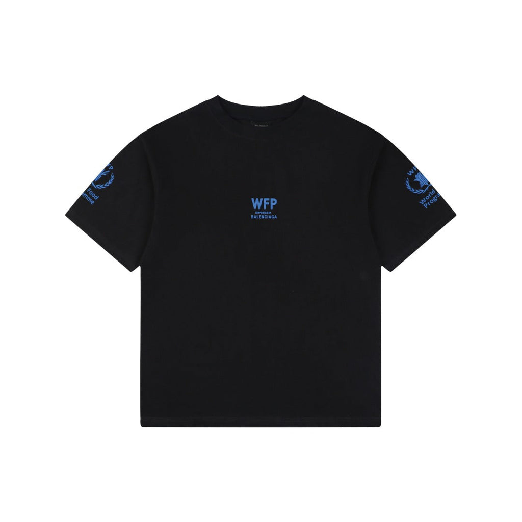 Balenciaga x WFP World Food Programme Blue Print Short Sleeve Tee — Black