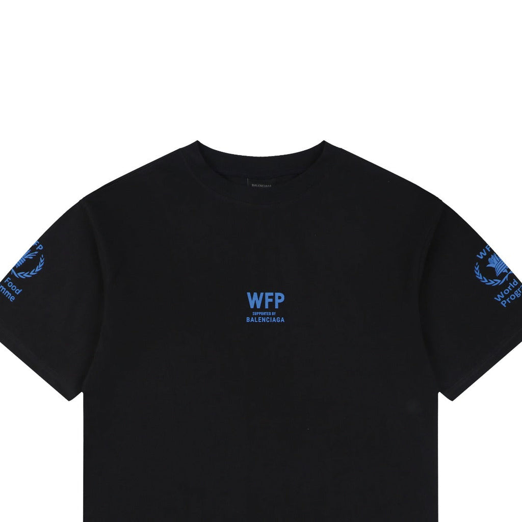 Balenciaga x WFP World Food Programme Blue Print Short Sleeve Tee — Black