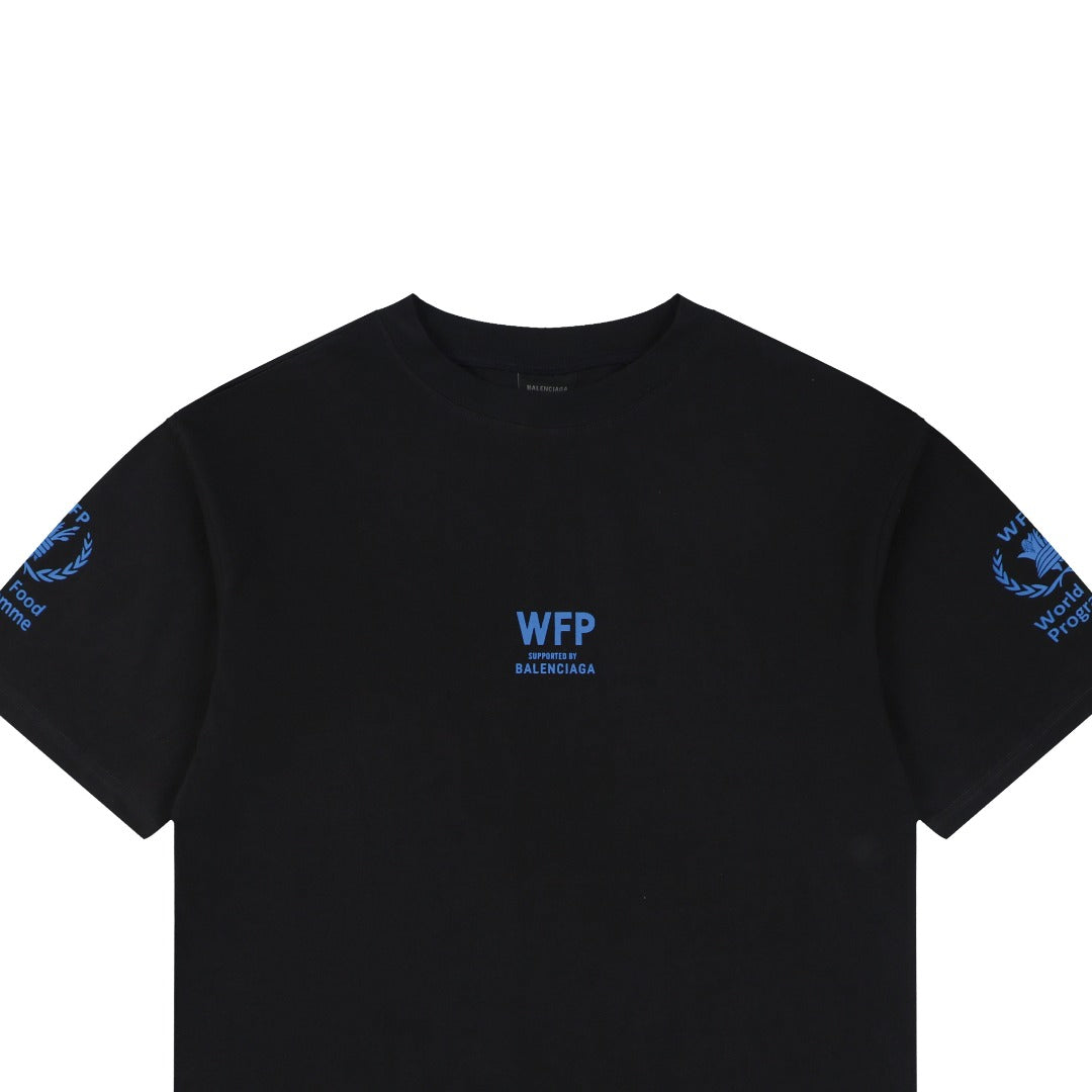 Balenciaga x WFP World Food Programme Blue Print Short Sleeve Tee — Black