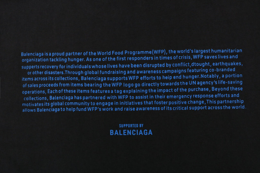 Balenciaga x WFP World Food Programme Blue Print Short Sleeve Tee — Black