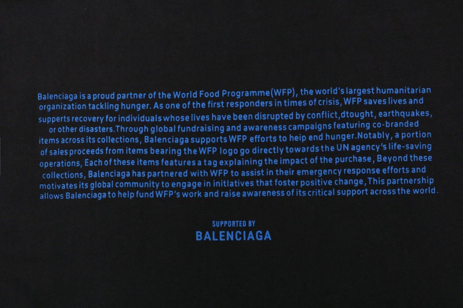 Balenciaga x WFP World Food Programme Blue Print Short Sleeve Tee — Black