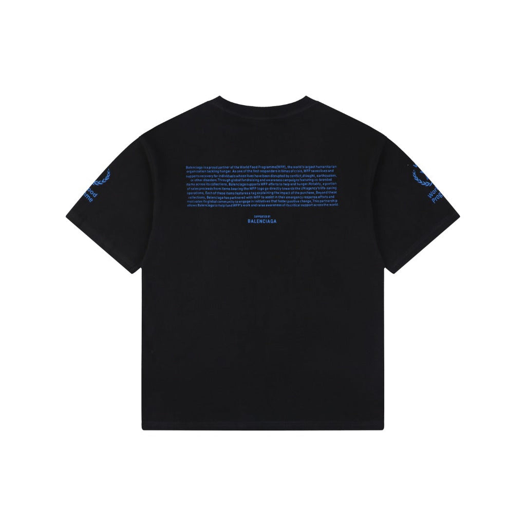 Balenciaga x WFP World Food Programme Blue Print Short Sleeve Tee — Black