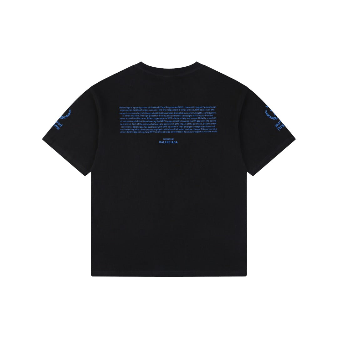 Balenciaga x WFP World Food Programme Blue Print Short Sleeve Tee — Black