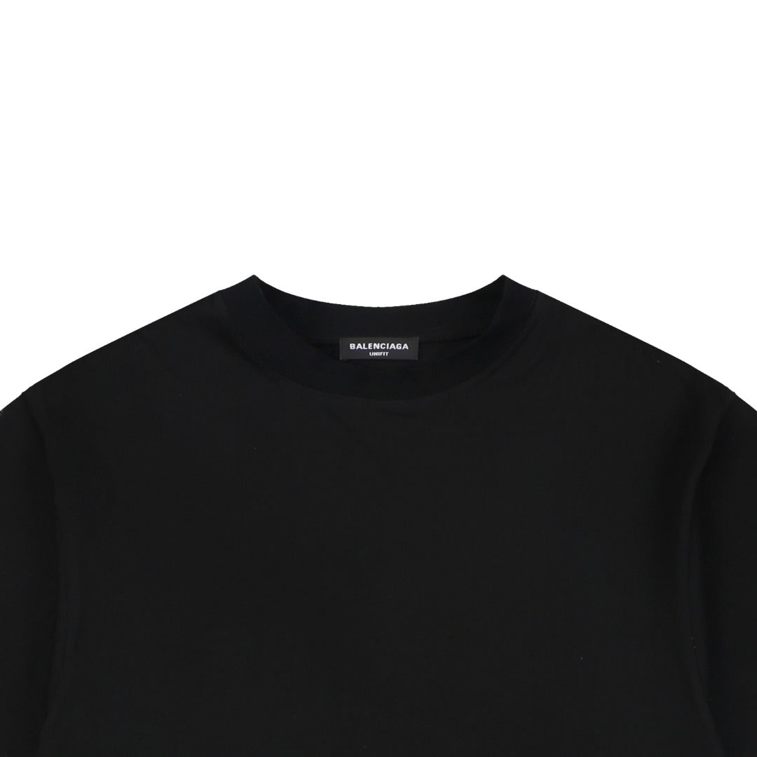 Balenciaga Unifit Hem Label Short Sleeve Tee – Black