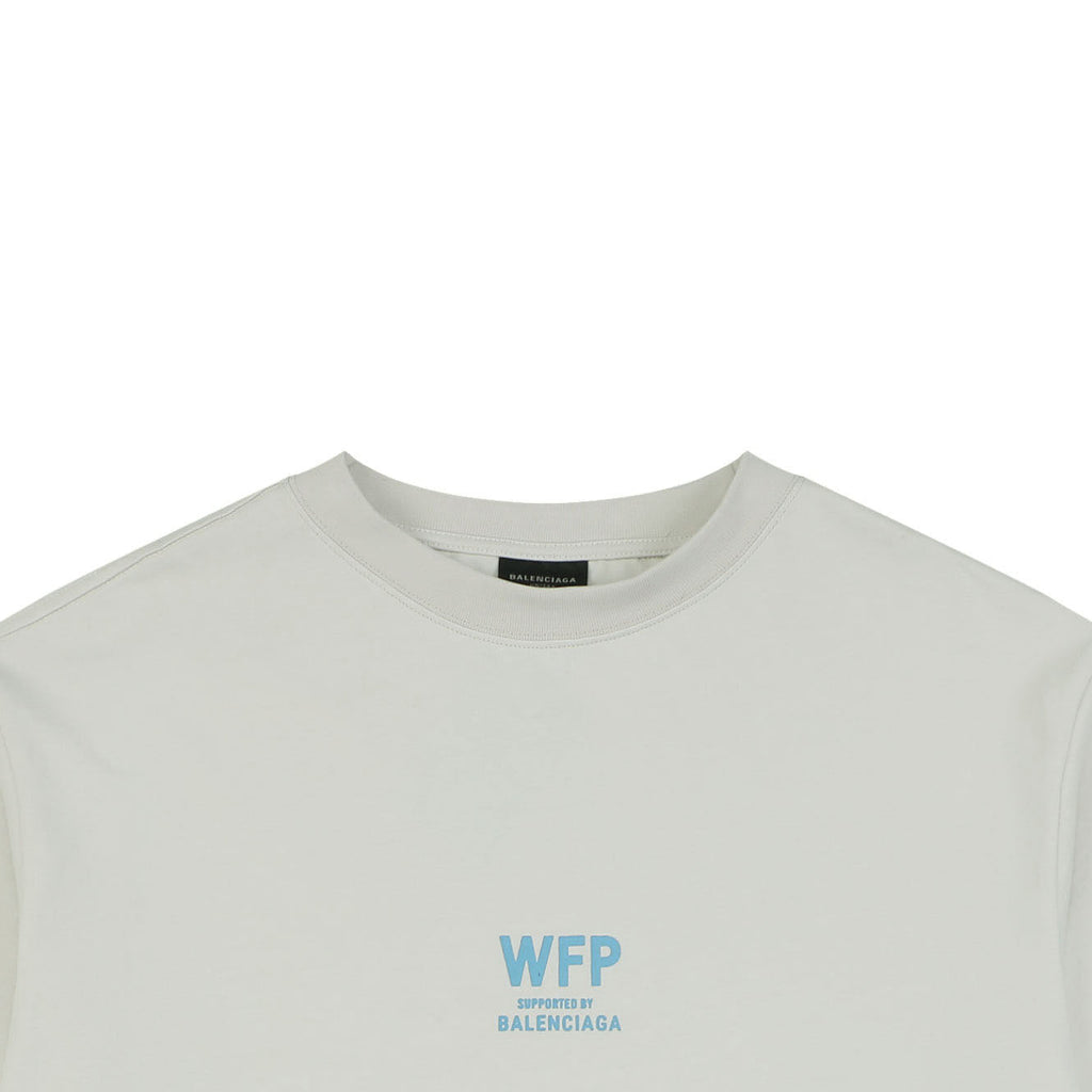 Balenciaga x WFP World Food Programme Blue Print Short Sleeve Tee — Cream