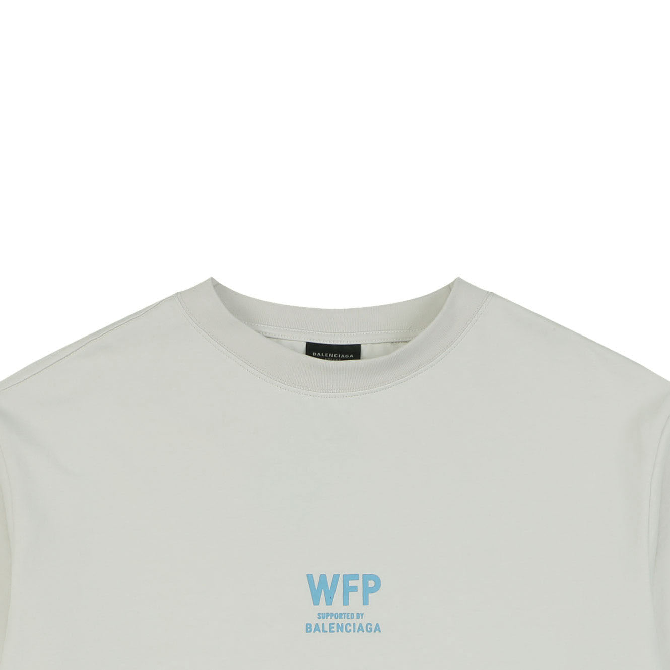 Balenciaga x WFP World Food Programme Blue Print Short Sleeve Tee — Cream