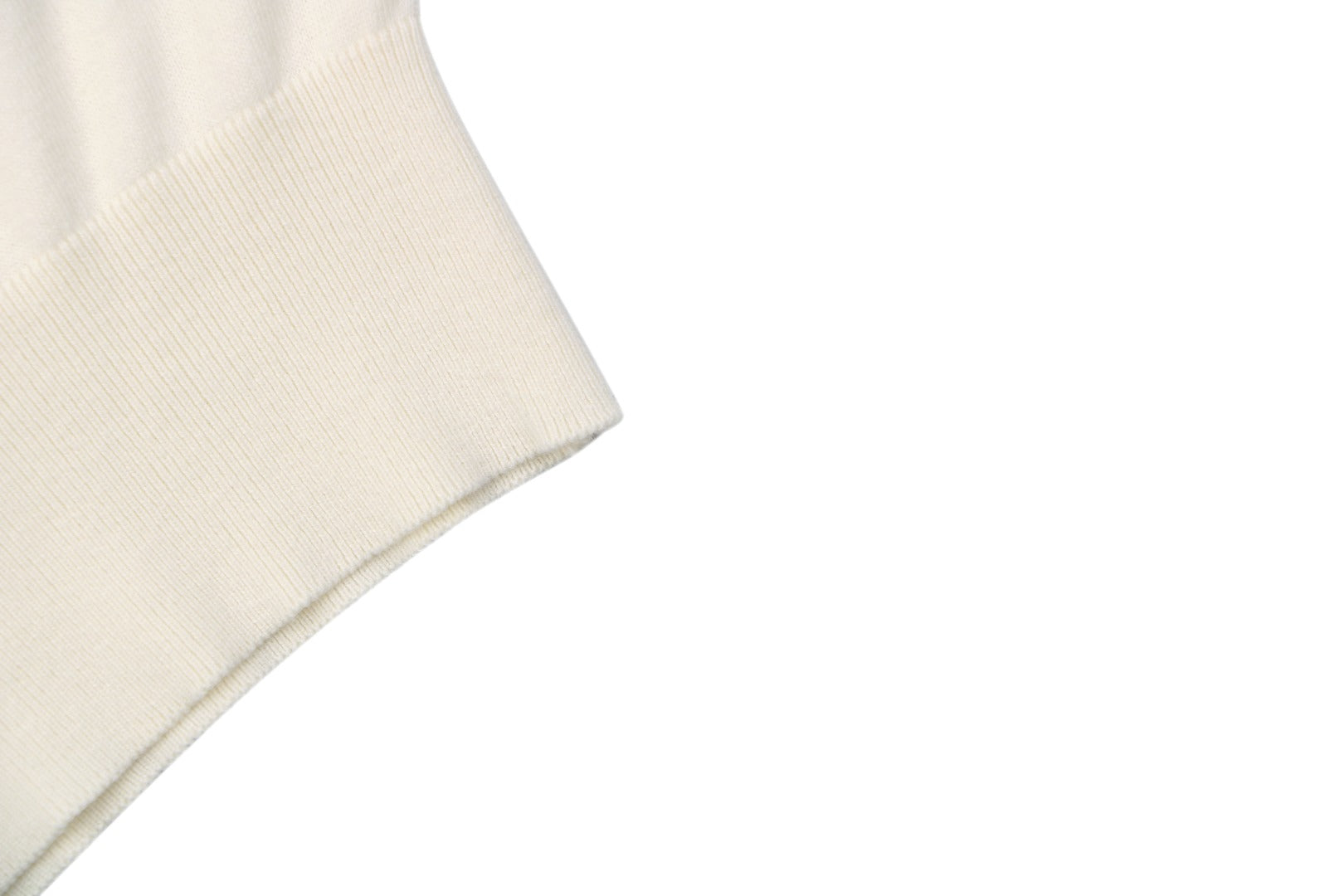 Brunello Cucinelli Black Tipping Cashmere Cotton Short Sleeve Knit Top — Cream