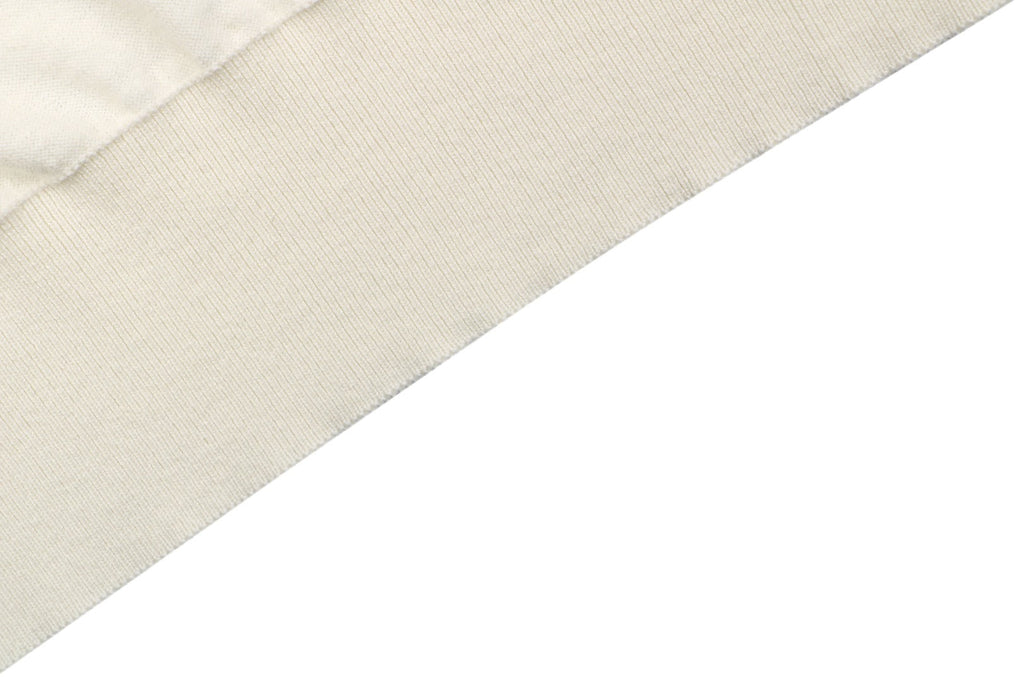 Brunello Cucinelli Black Tipping Cashmere Cotton Short Sleeve Knit Top — Cream