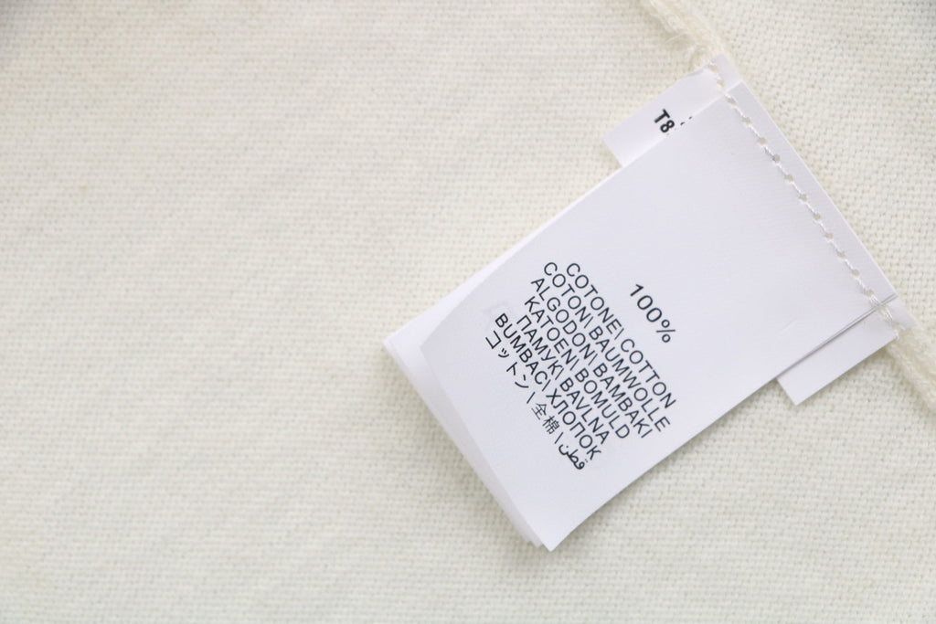 Brunello Cucinelli Black Tipping Cashmere Cotton Short Sleeve Knit Top — Cream