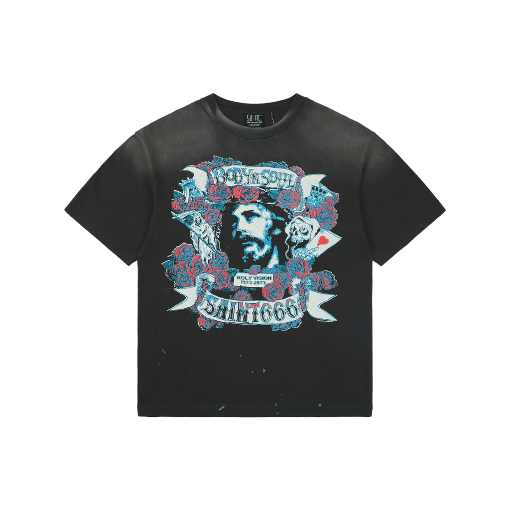 Saint Michael SAINT666 Rose Jesus Tattoo Graphic Print Short Sleeve Tee