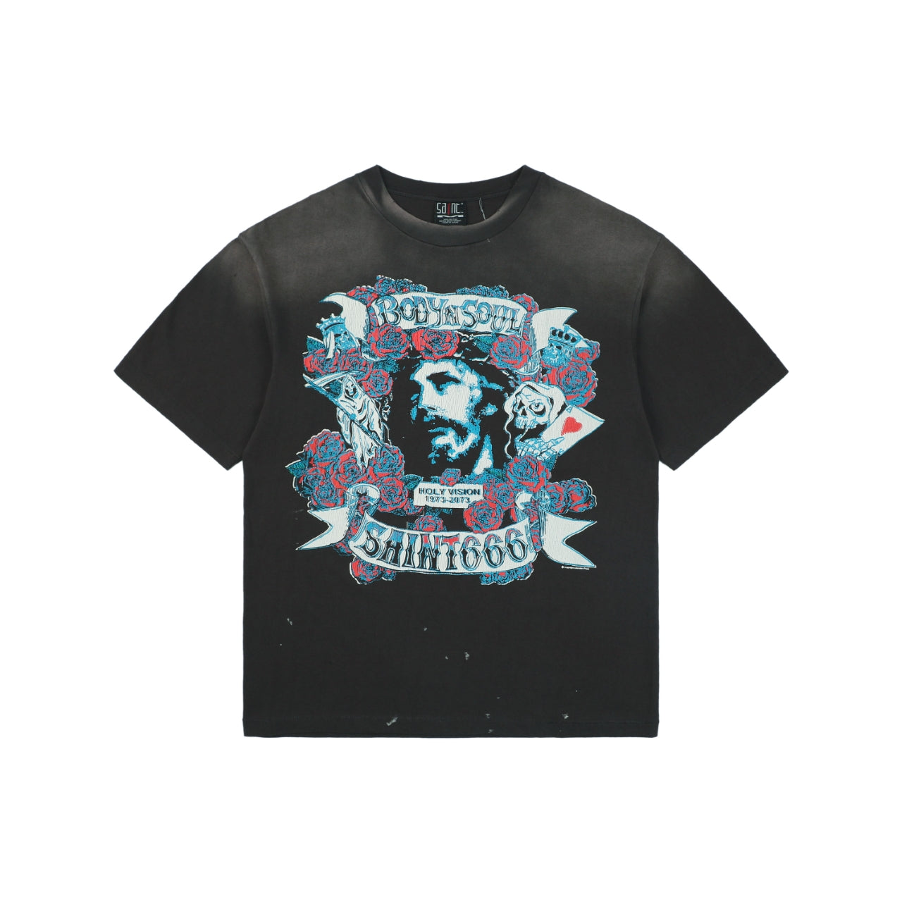 Saint Michael SAINT666 Rose Jesus Tattoo Graphic Print Short Sleeve Tee