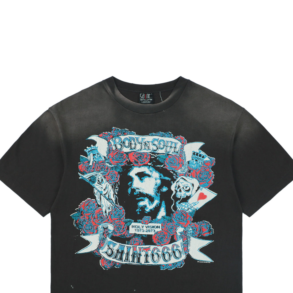 Saint Michael SAINT666 Rose Jesus Tattoo Graphic Print Short Sleeve Tee