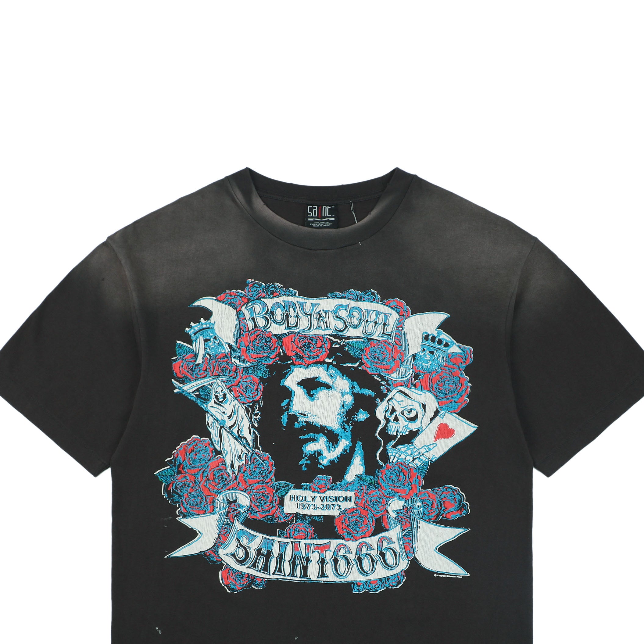 Saint Michael SAINT666 Rose Jesus Tattoo Graphic Print Short Sleeve Tee