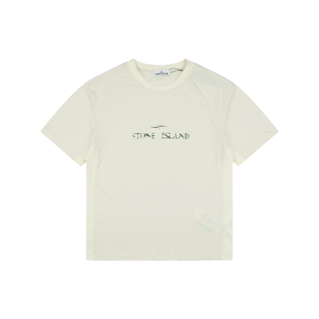 Stone Island Speed Star Logo Print Short Sleeve Tee – Cream