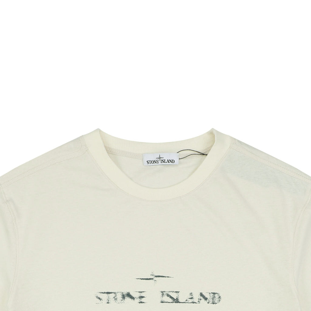 Stone Island Speed Star Logo Print Short Sleeve Tee – Cream