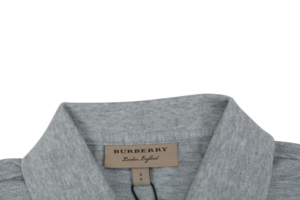 Burberry Equestrian Knight Embroidered Polo Short Sleeve — Light Grey